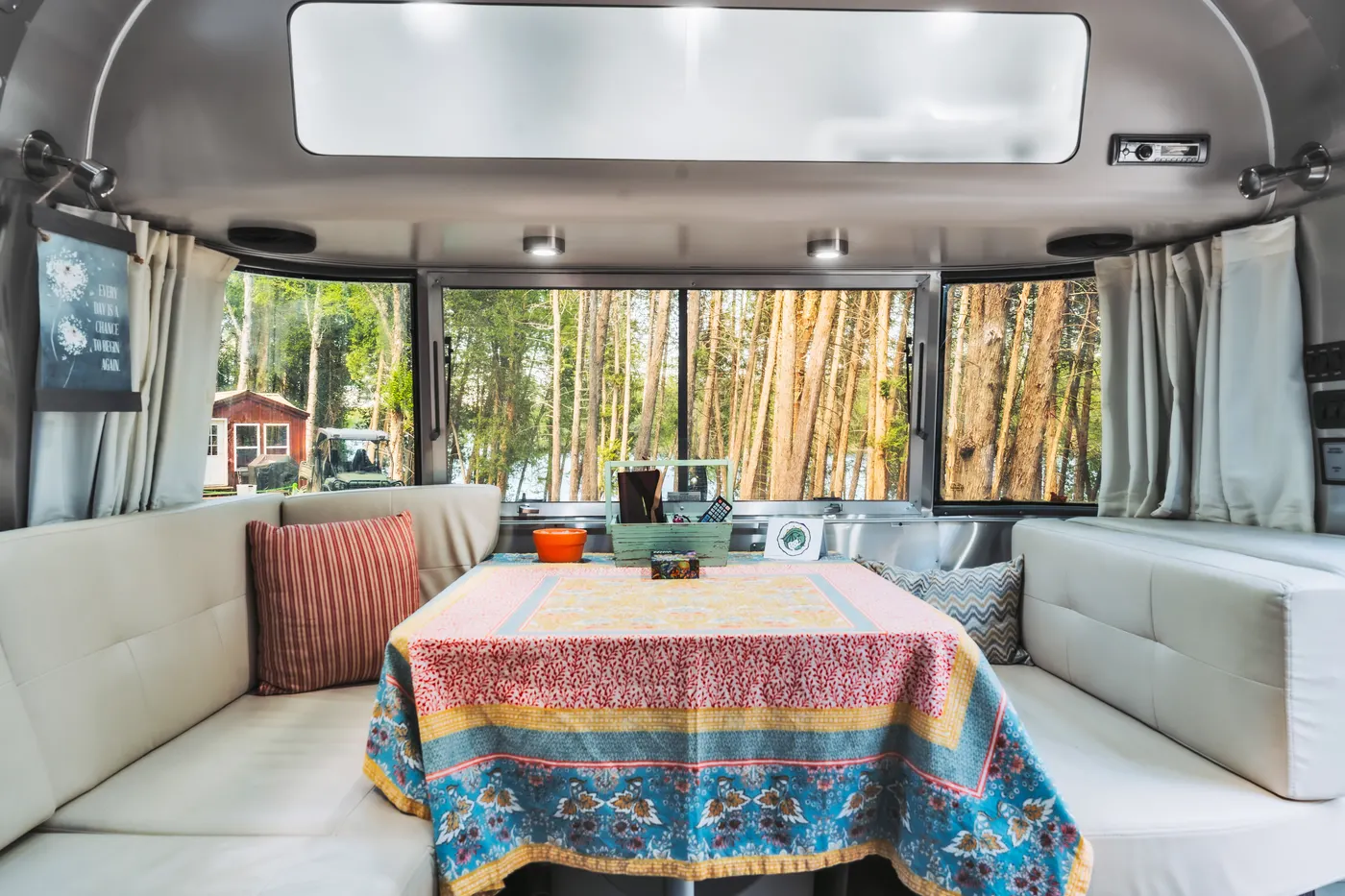 Convertible dinette inside the Airstream