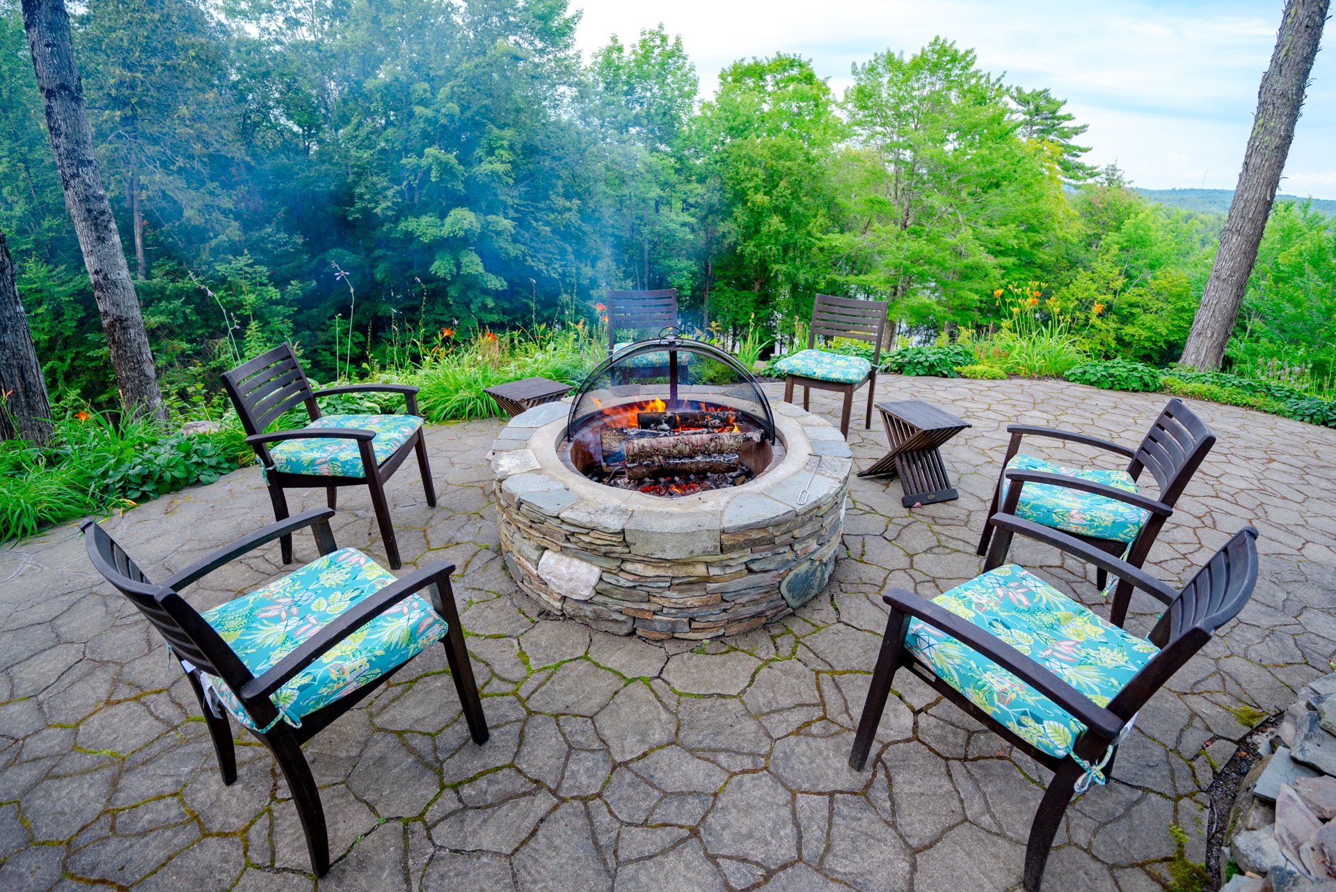 Fire pit close-up at dusk